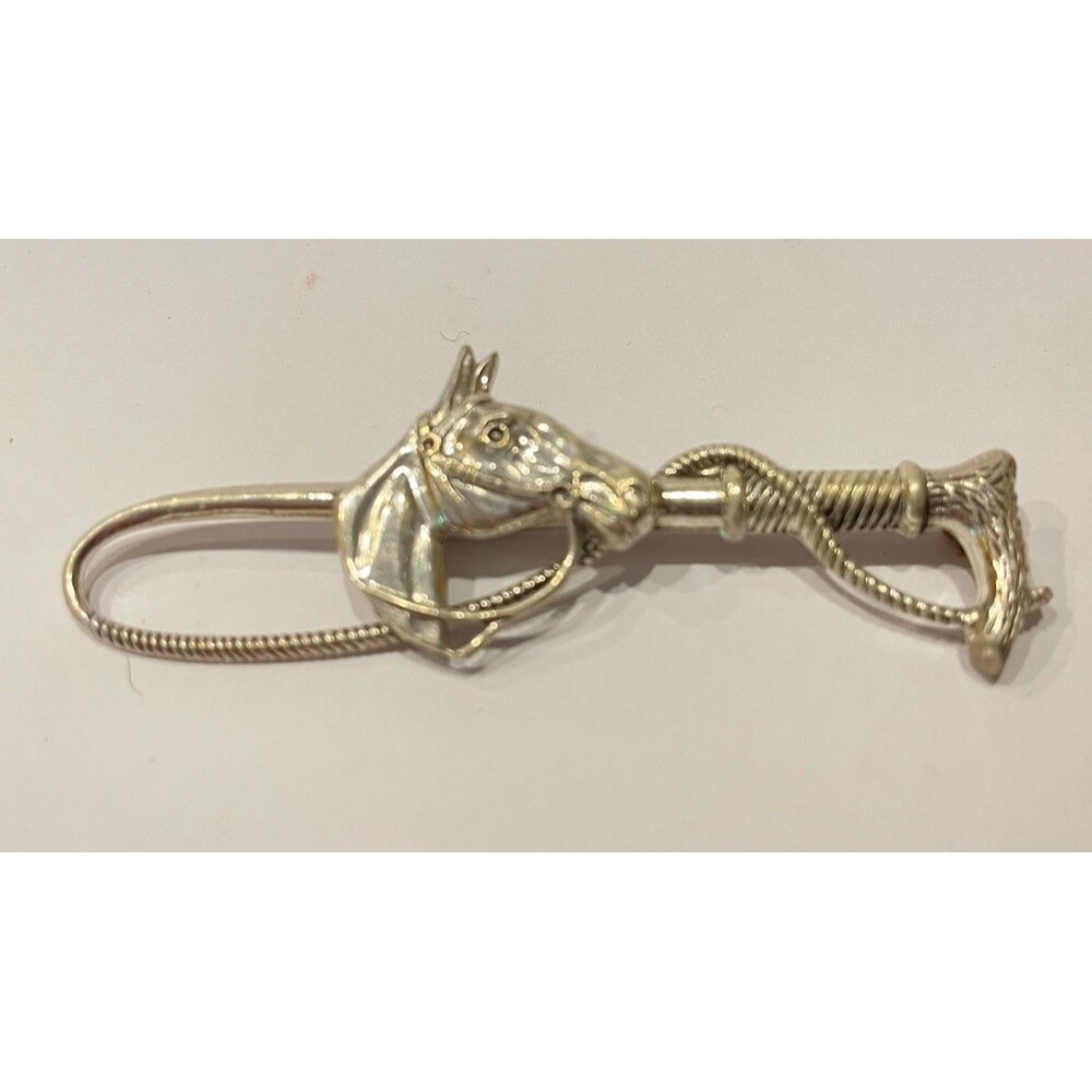 Vintage Sterling Silver Horse Head Pin w/crop Excellent Condition Stamped